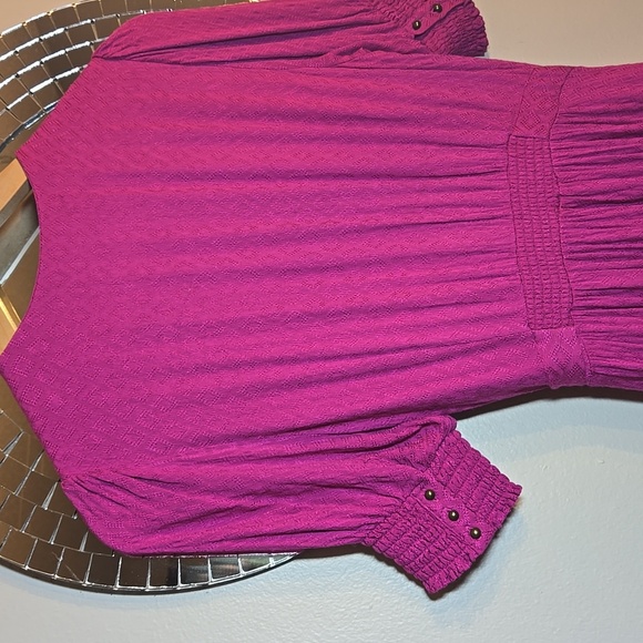 Anthropologie Rayon Maeve Breanna Wrap  Raspberry Midi Belted Lined Resort Dress - Picture 13 of 16